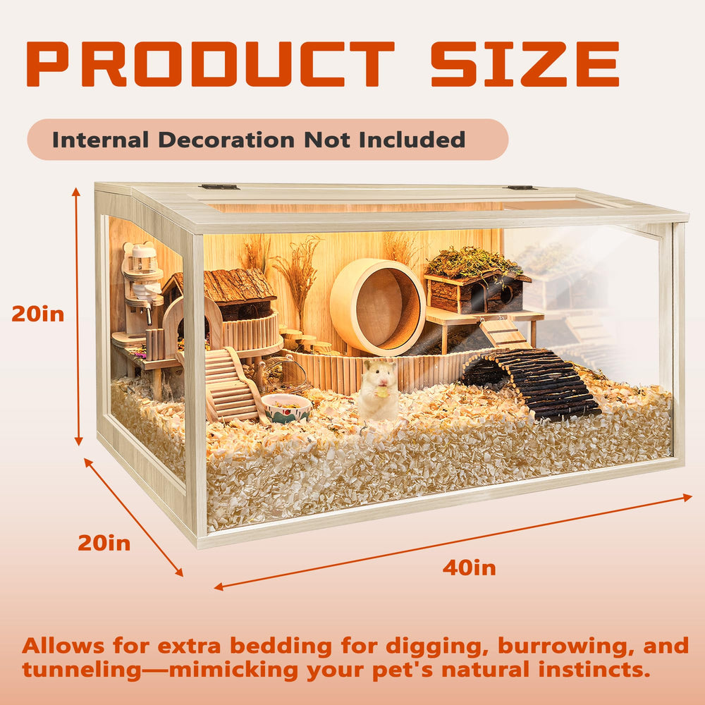 PROLEE hamster cage open-top view demonstrates accessible design for daily cleaning.