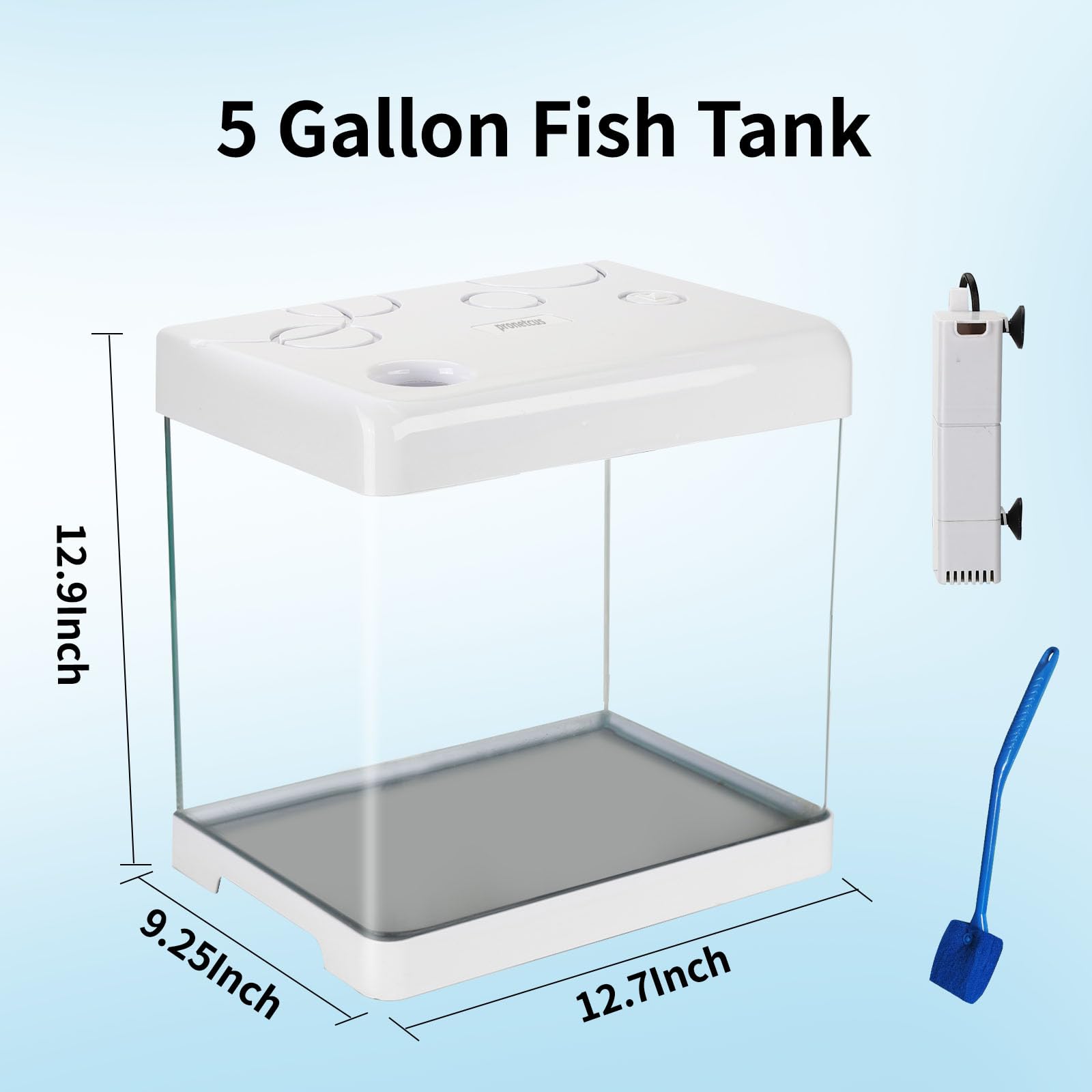 Pronetcus small fish tank 5-gallon compact desk placement fits tight spaces