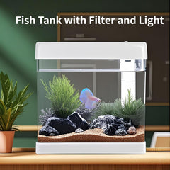Pronetcus small fish tank 5-gallon LED light under cover creates shimmering ambiance