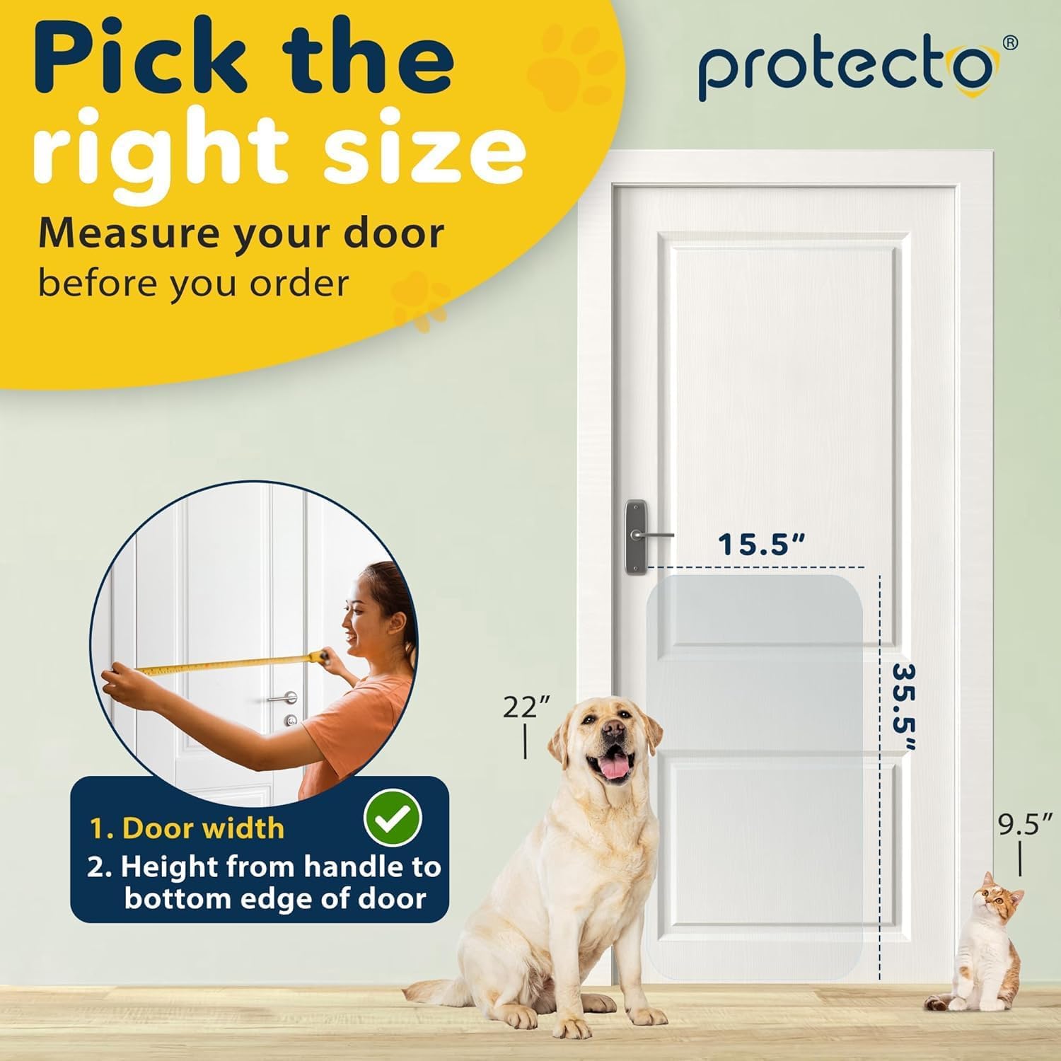 PROTECTO adhesive installation shown up close for easy, tool-free setup.
