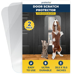 PROTECTO door protector clear sheet shields doors from pet scratches.