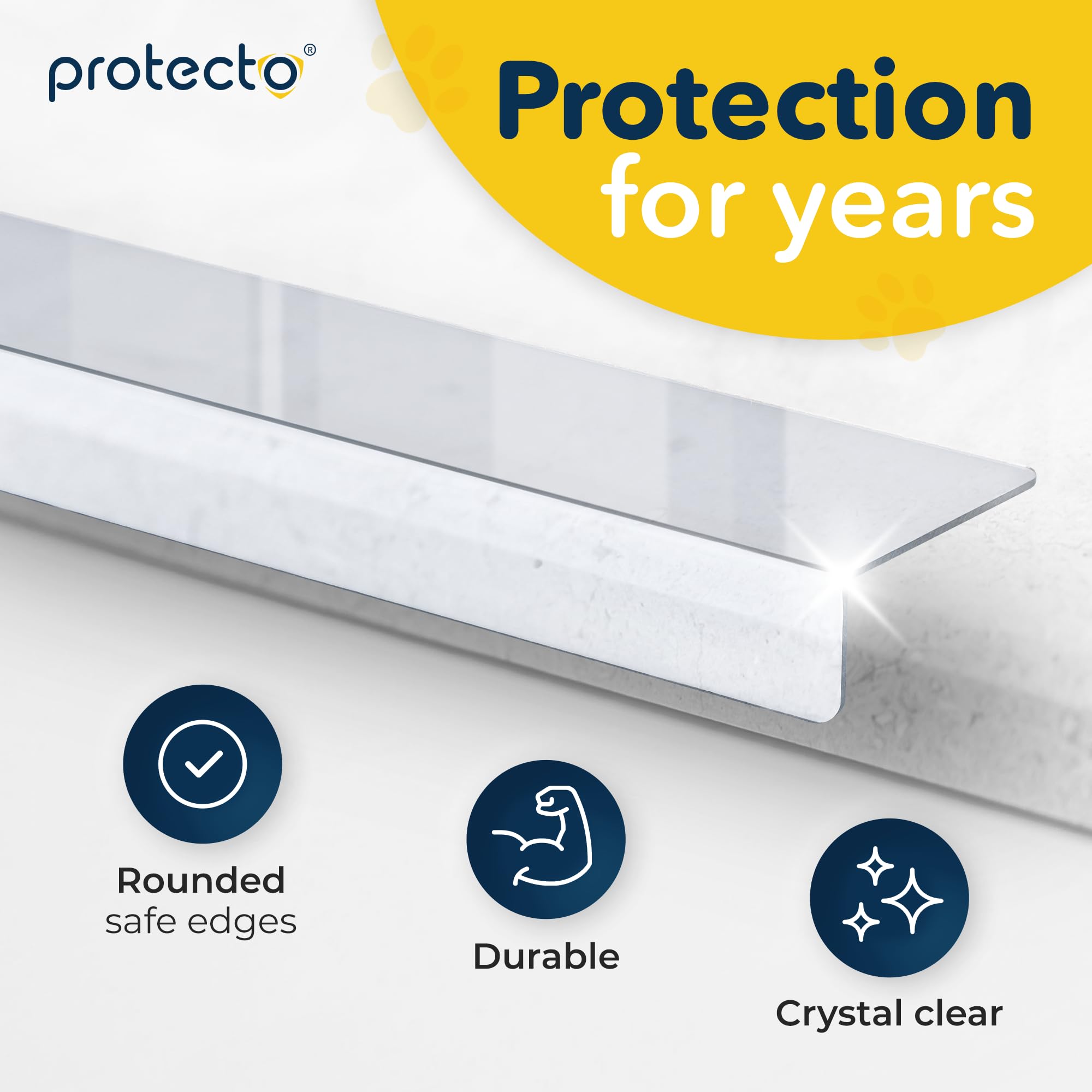 Protecto durable sill protector provides strong edge protection against claws and nibbling.