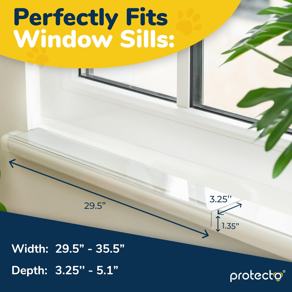 Protecto paw-safe sill cover protects wood during playful paws and jumps.