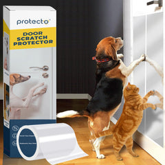 PROTECTO door protector shields a doorway from claws with a clear, discreet shield.