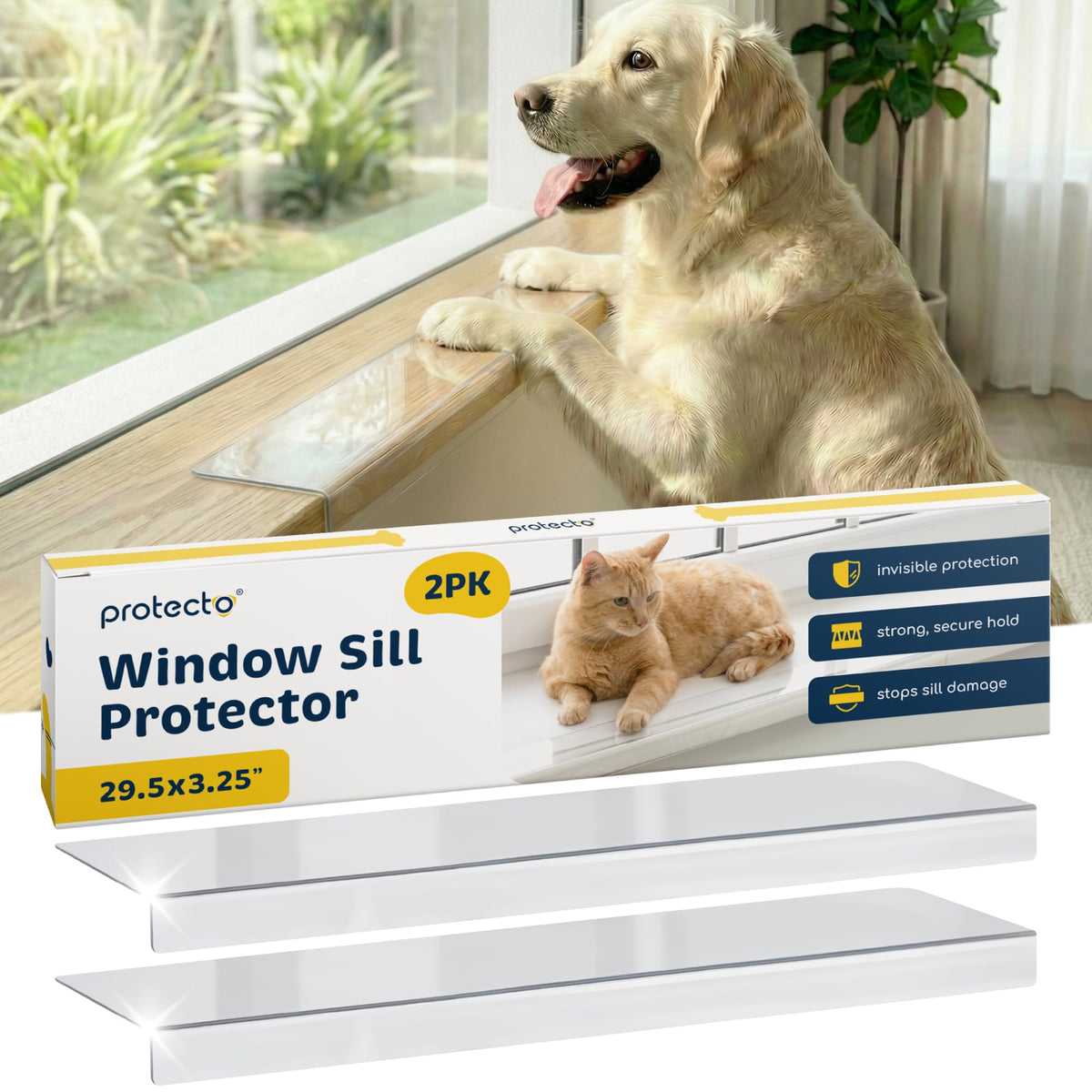 Protecto window sill protector guards dogs from scratches, keeping sills smooth.
