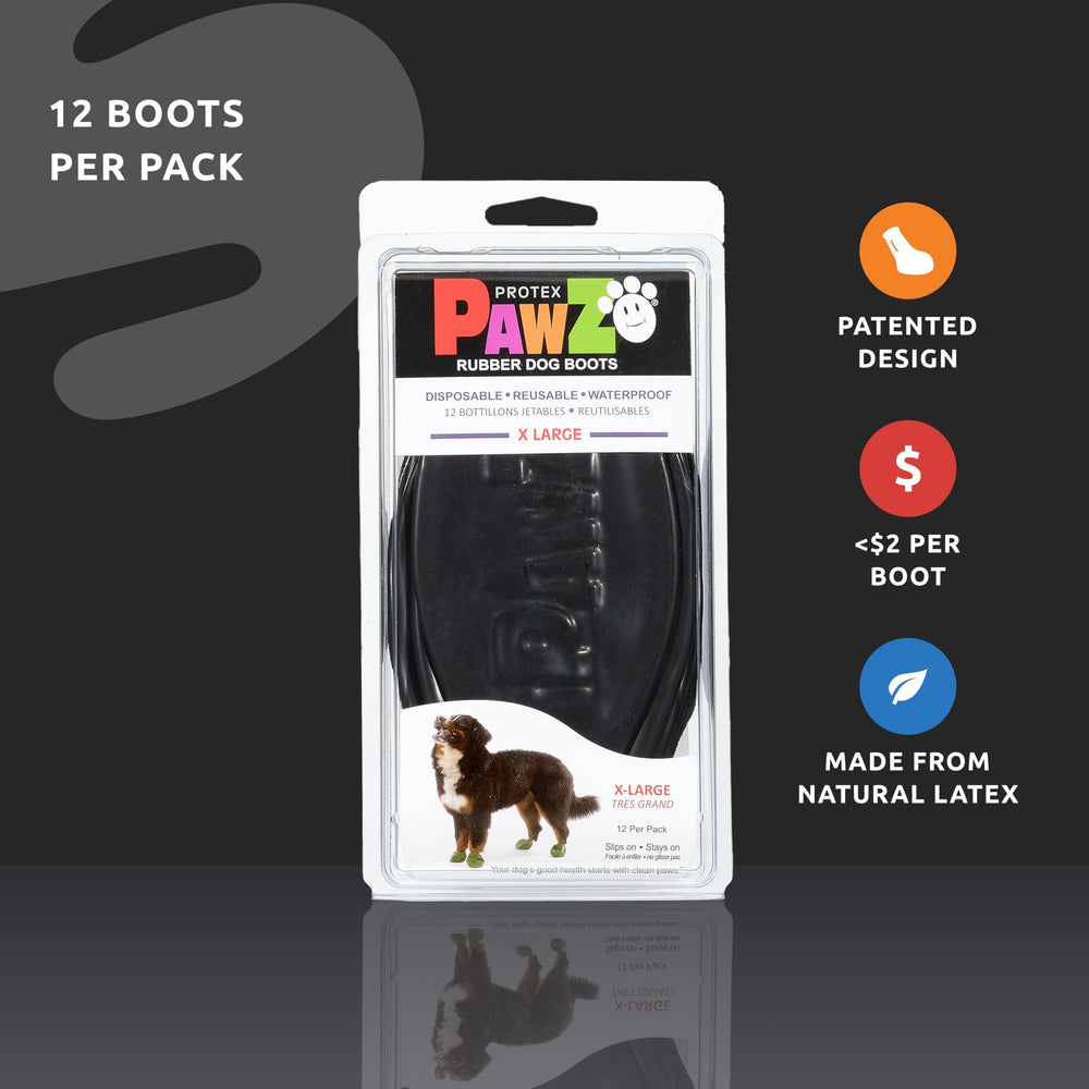 Protex PawZ all-weather dog shoes on wet ground with anti-slip traction