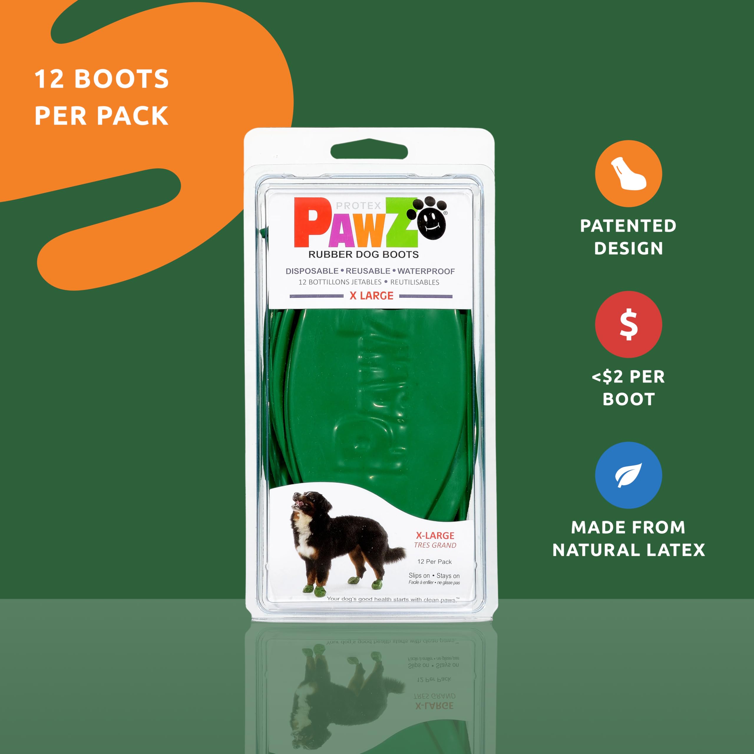 Protex PawZ anti-slip booties provide traction on slick surfaces.