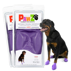 Protex PawZ large-paws pull-on purple boots protect paws on all-terrain walks.