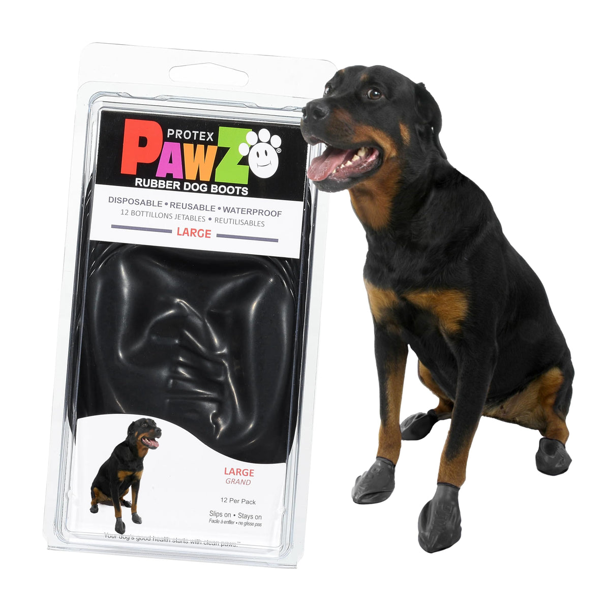 Protex PawZ large pull-on boots safeguard paws with quick on off convenience.