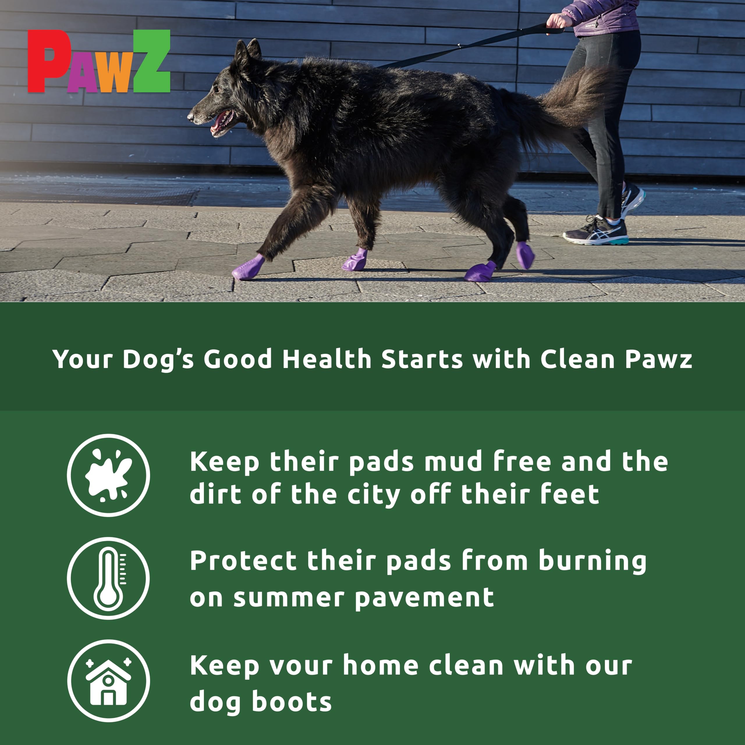 Protex PawZ rubber boots shield paws from hot pavement.
