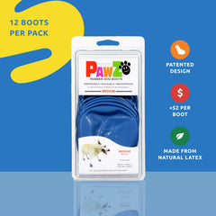 Protex PawZ blue boots on paw, side view, improved traction on wet surfaces.