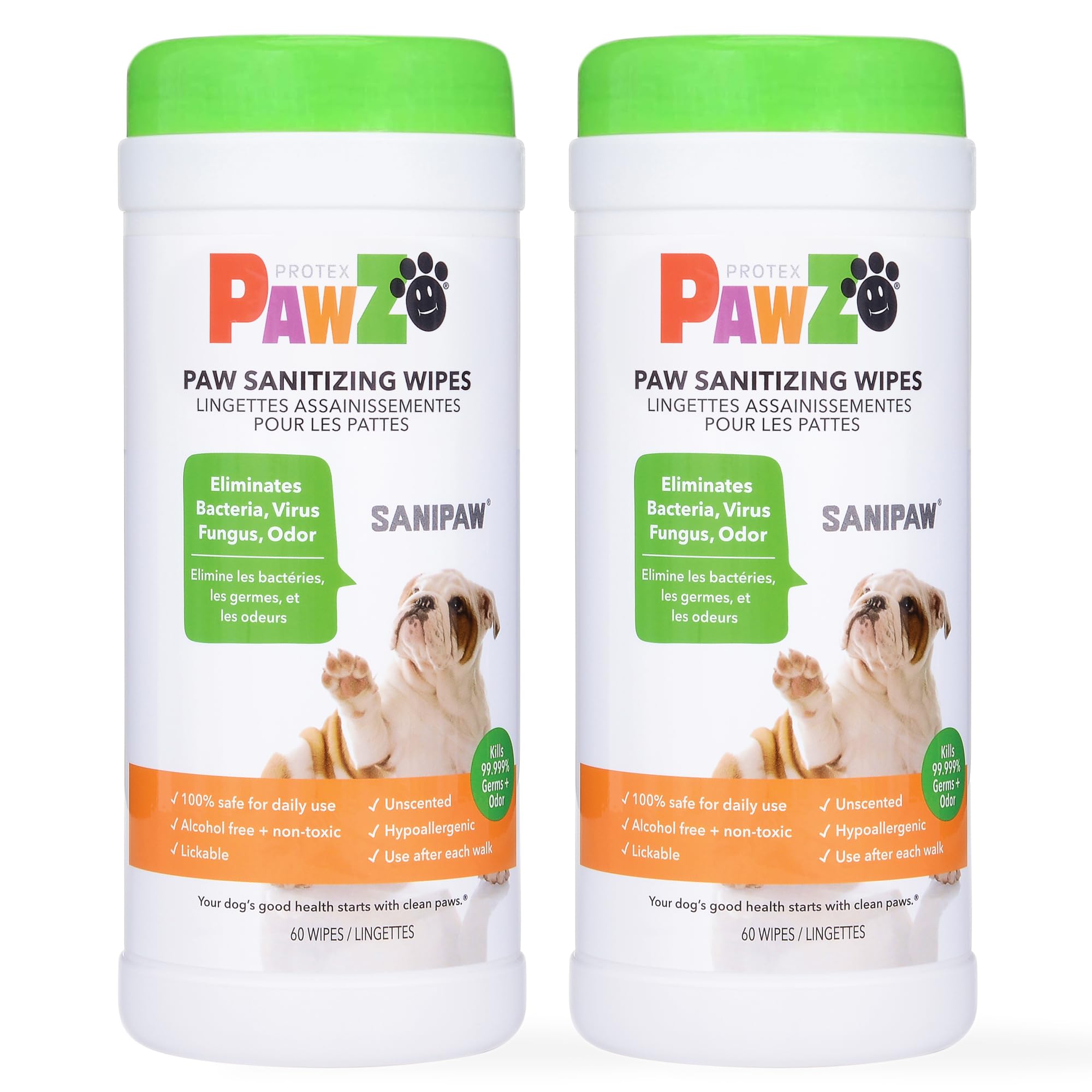 Protex PawZ SaniPaw wipes pack shot showing versatile paw care.