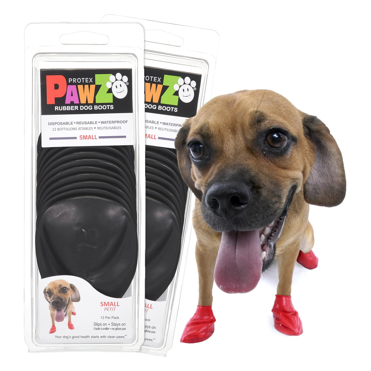 Protex PawZ small-paws boots protect tiny paws with waterproof rubber for rainy walks.
