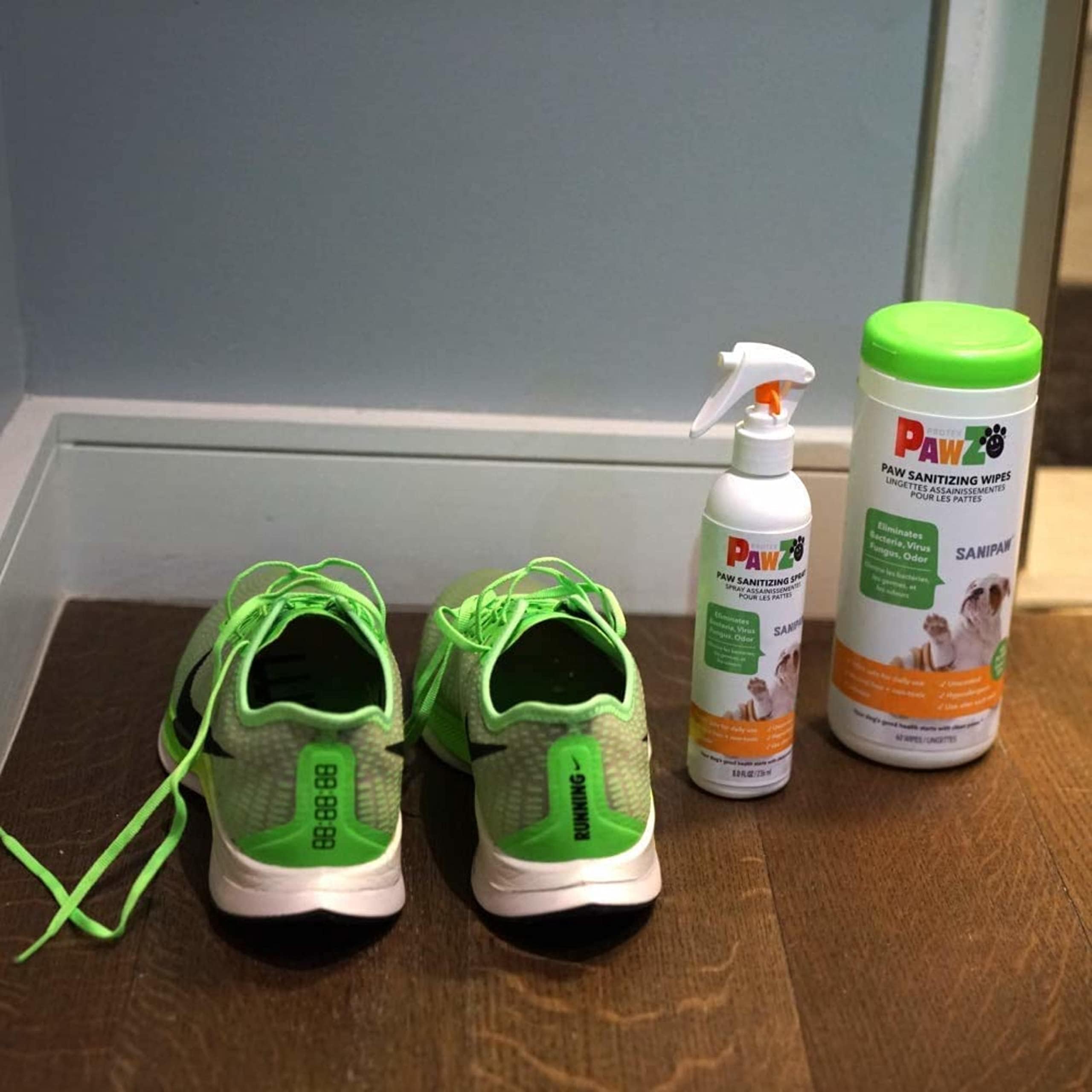 Protex PawZ SaniPaw bottle demonstrates safe, pet-friendly cleansing spray.