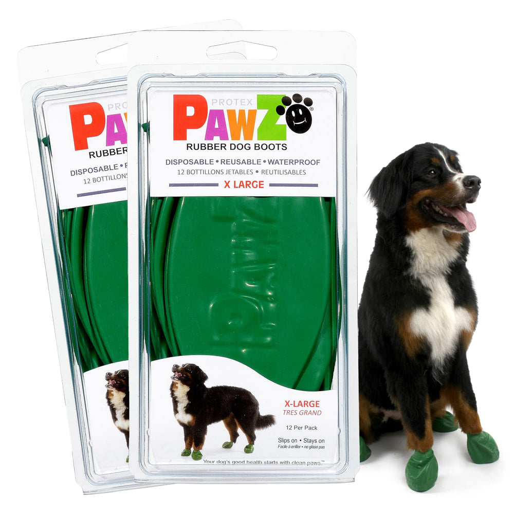 Protex PawZ waterproof boots protect large paws on wet terrain.