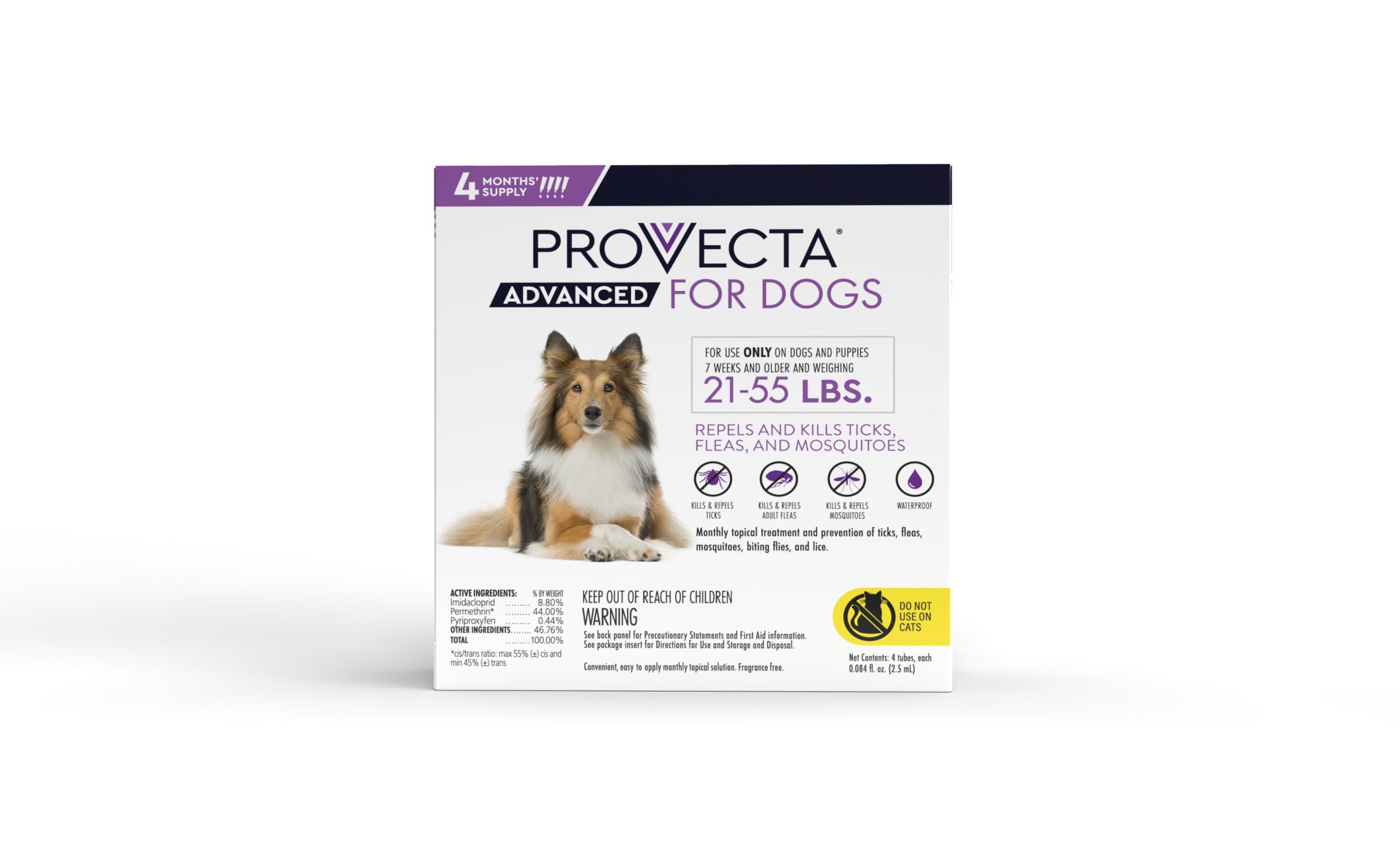 Provecta Advanced applied on a dog's back for flea and tick prevention.