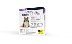 Provecta Advanced Large Dogs packaging highlights 4-month supply and target pests.