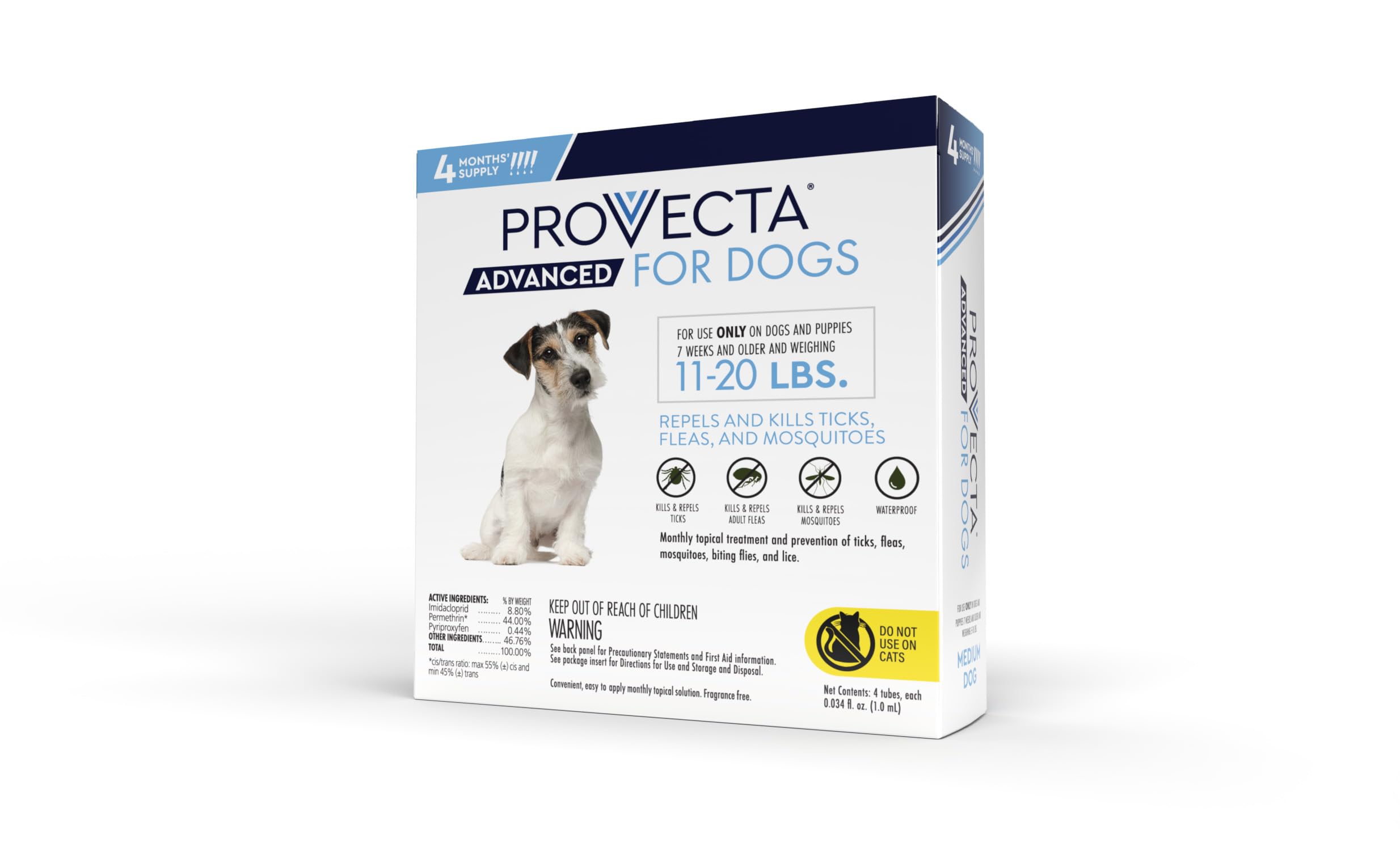 Provecta Advanced topical application on a dog's back showing preventative pest control for outdoor adventures.