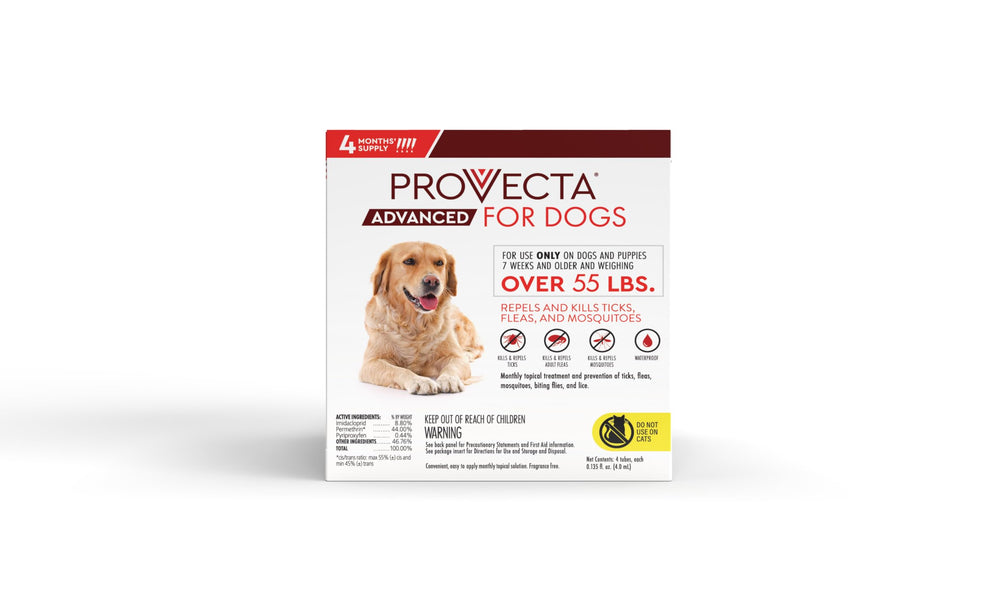 Provecta Advanced XL back application shows simple spot-on treatment for dogs.