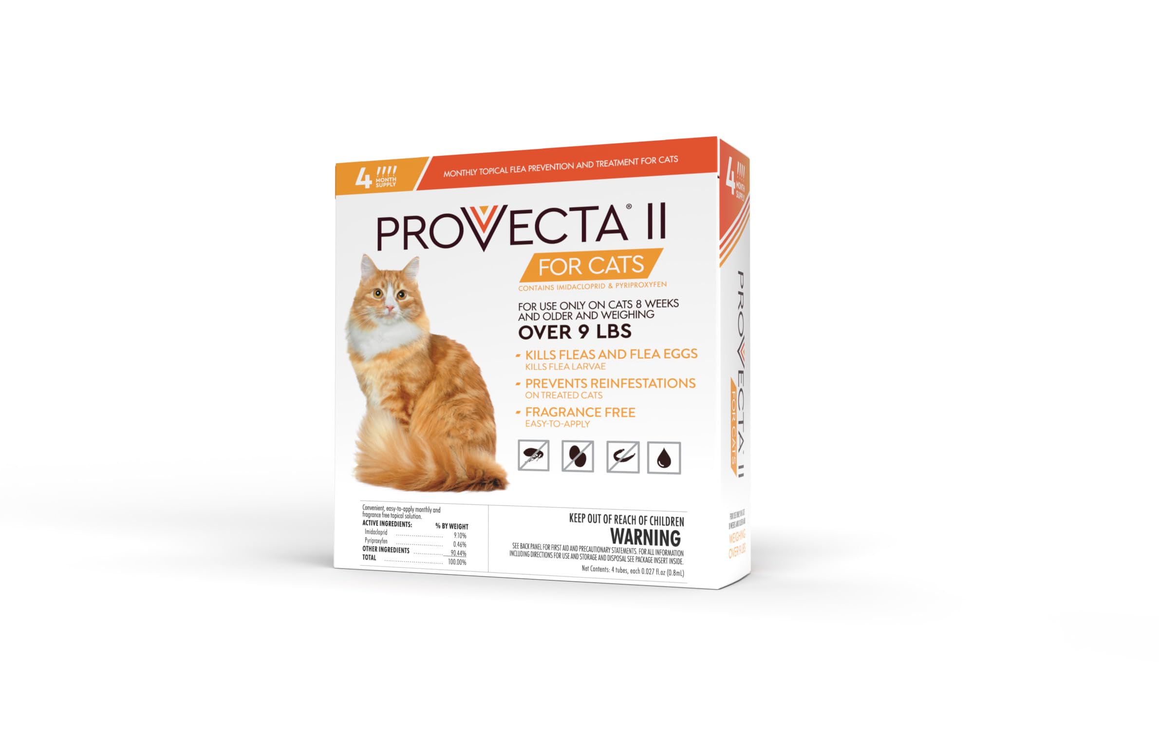 Provecta II applicator tip close-up for precise topical application on a cat.