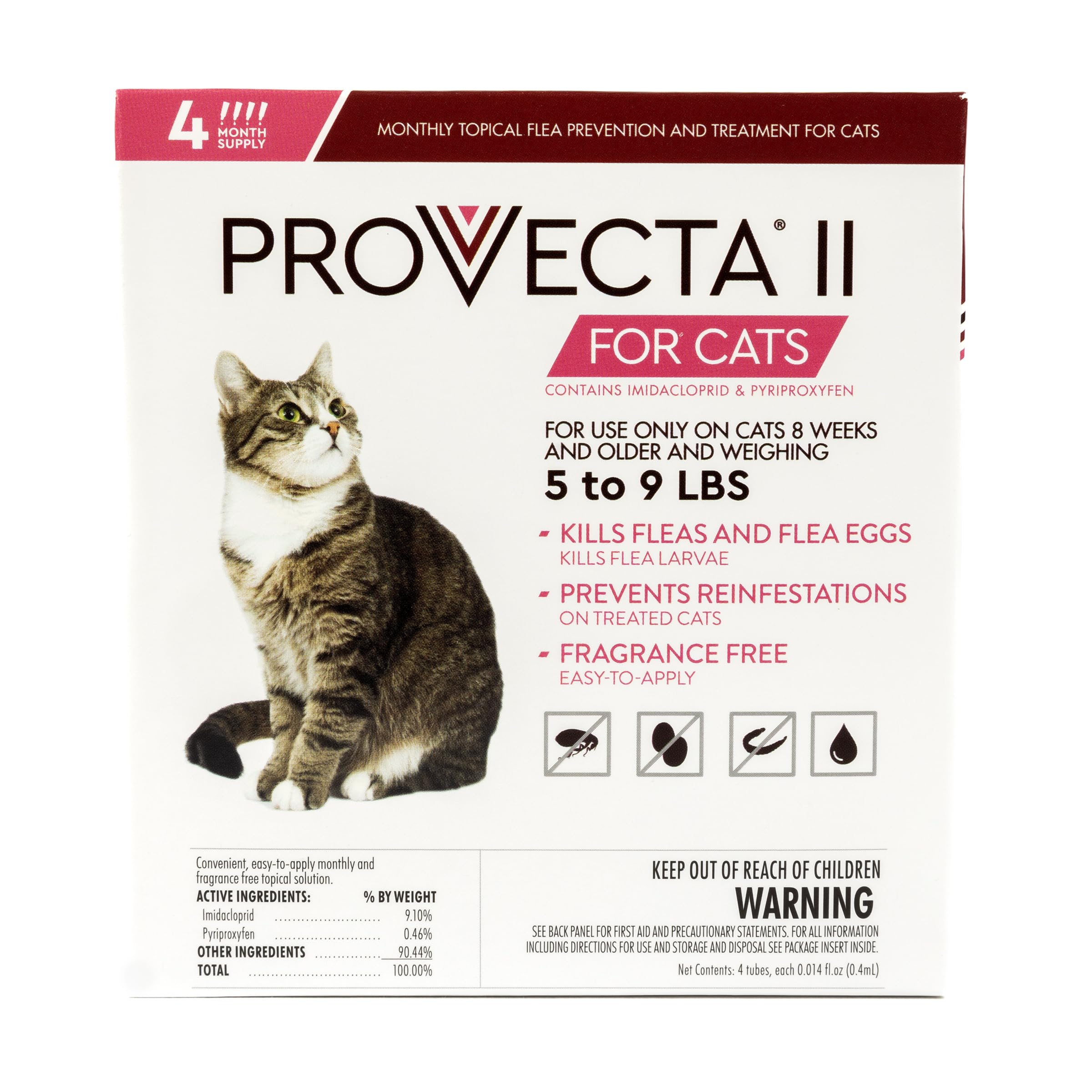 PROVECTA small-cat flea-application shows fast topical protection for 5-9 lb cats.