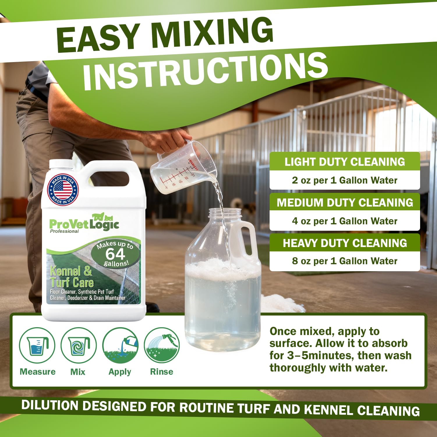 ProVetLogic environmentally friendly formula supports safe use around animals and staff.