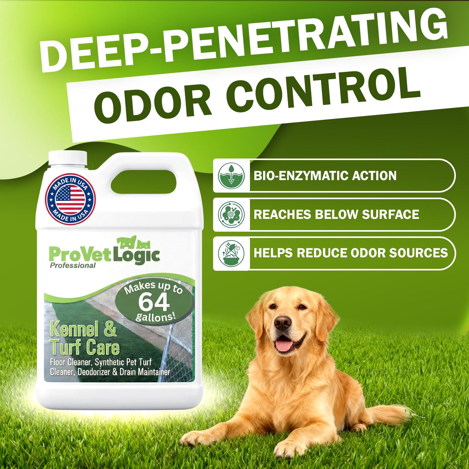 ProVetLogic floor cleaning foam application demonstrates fast-acting foam for easier grime removal.