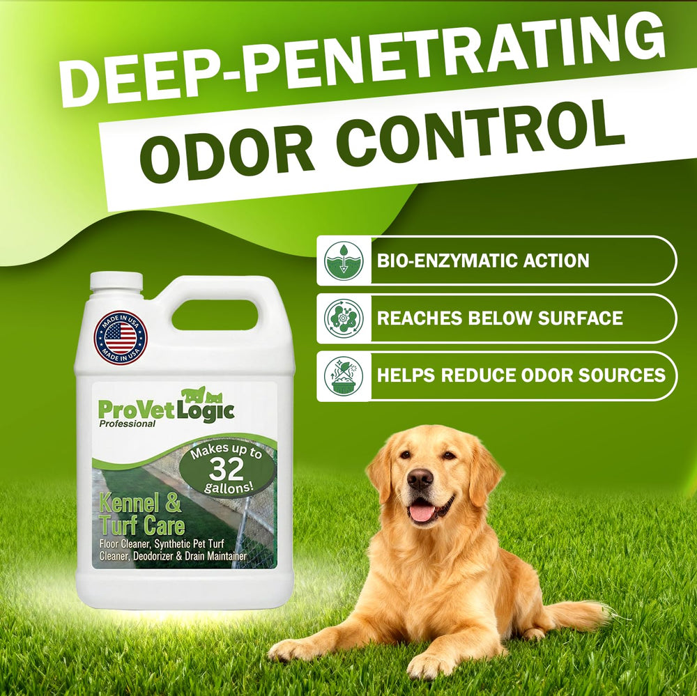 ProVetLogic Kennel Care on synthetic turf provides thorough cleaning for durable play surfaces