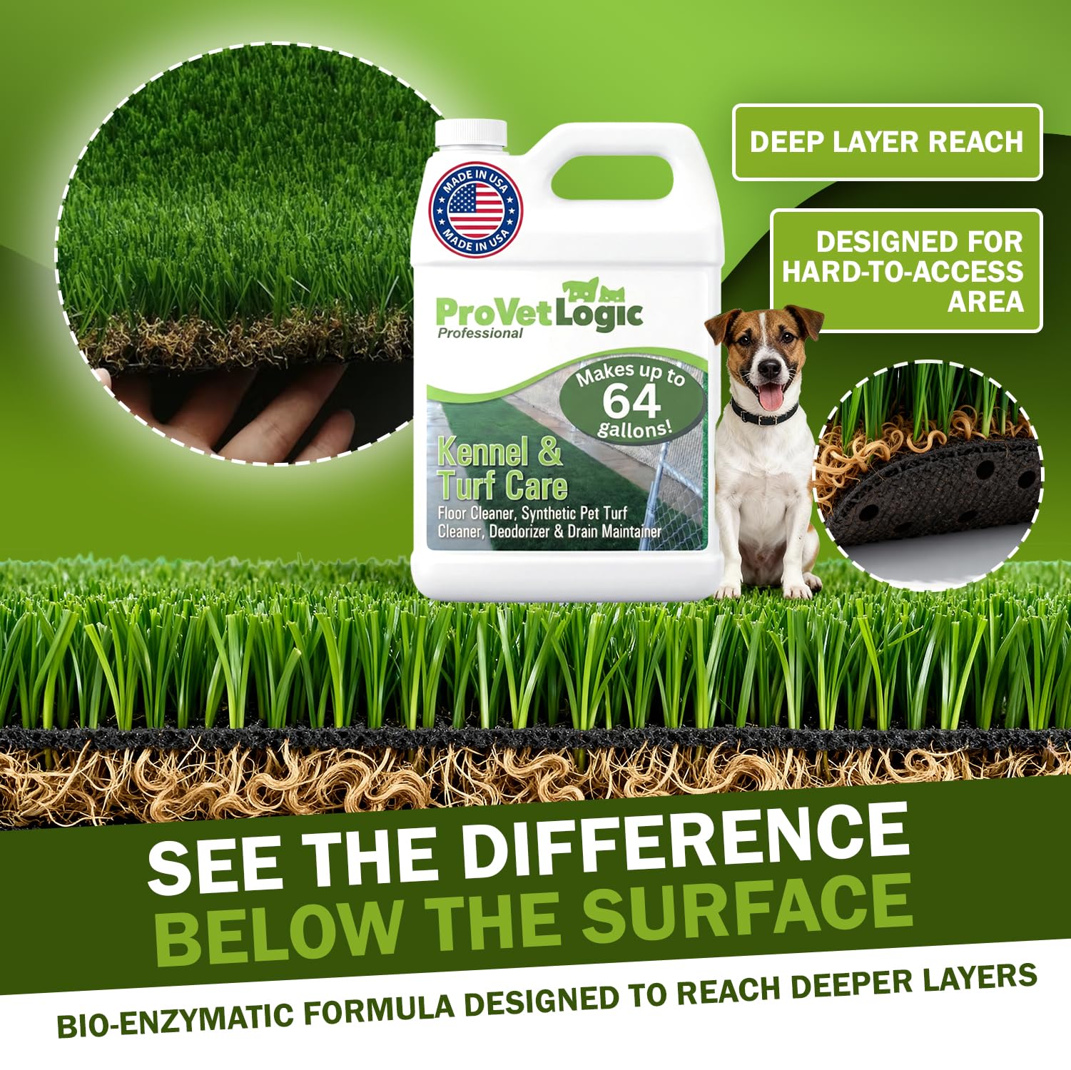 ProVetLogic odor elimination effect reduces kennel smells and keeps areas fresh.