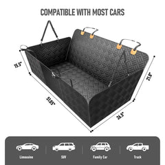 PROZAR dog seat cover shows mesh window and storage pockets for accessories