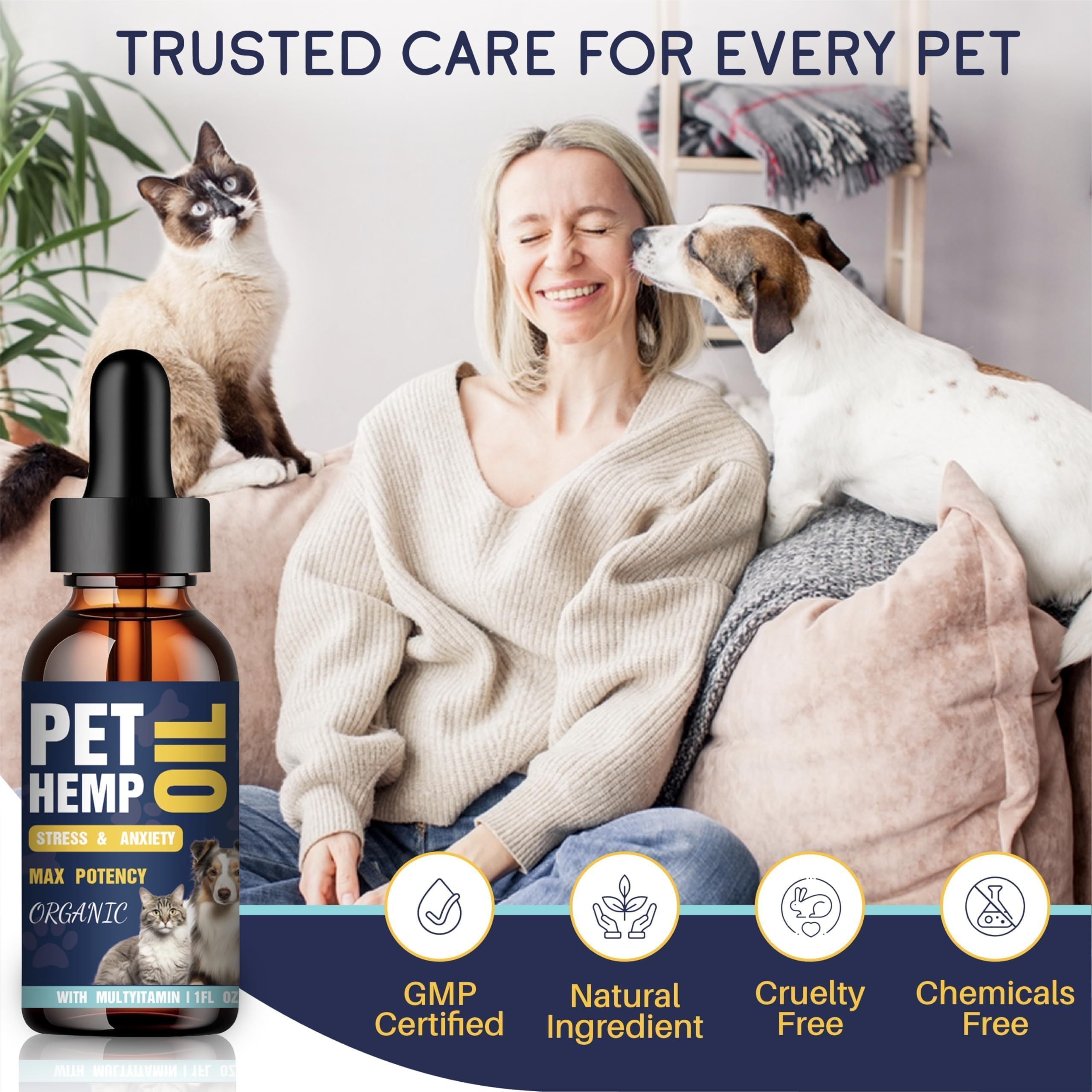 PROZIMA Hemp Oil for Dogs and Cats 3-Pack dosing guide helps owners track servings.