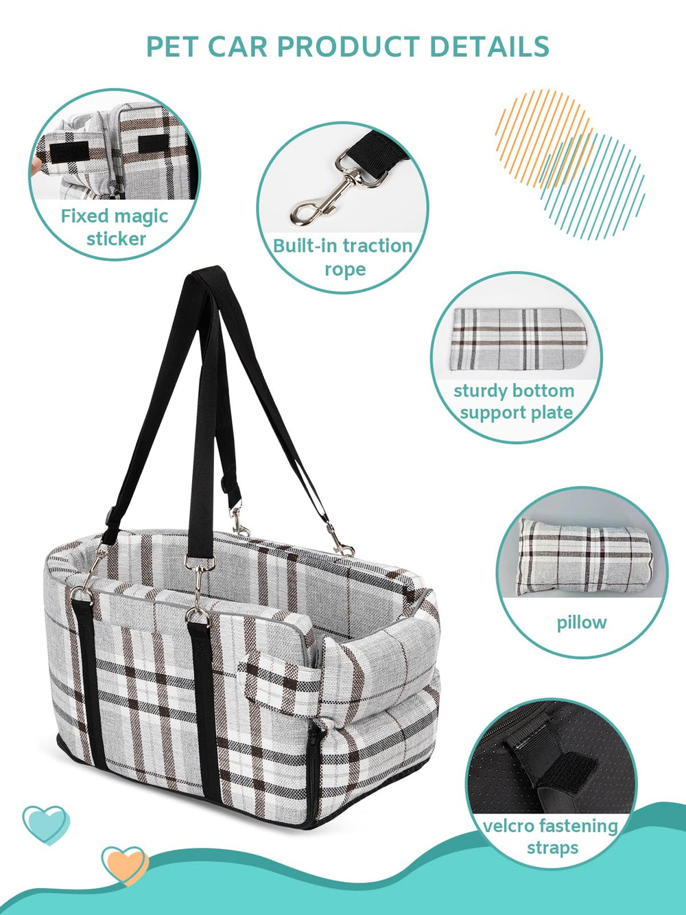 Prpeko center console dog seat strap design ensures secure installation