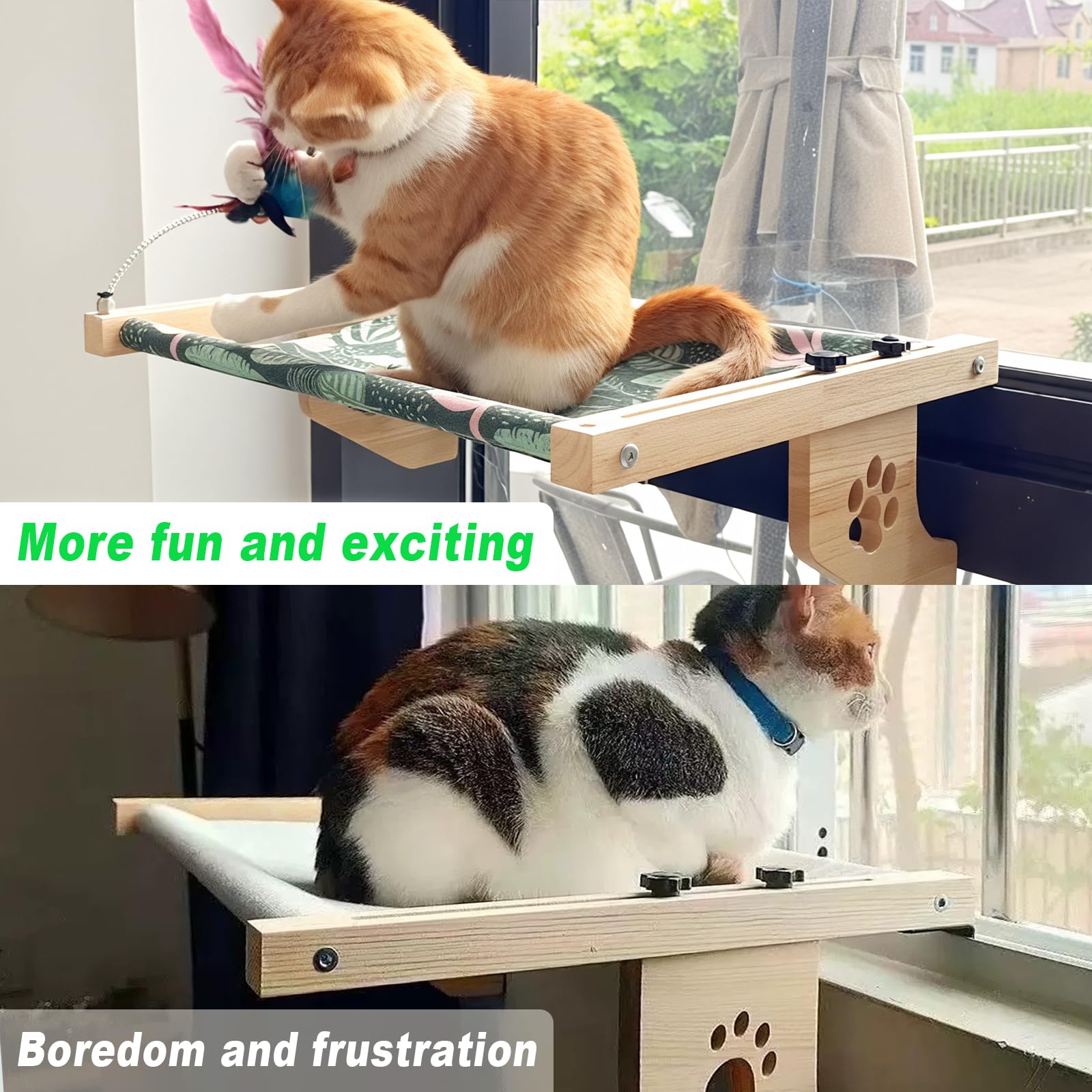 PRRPRR cat window perch includes built-in cat teaser wand for play