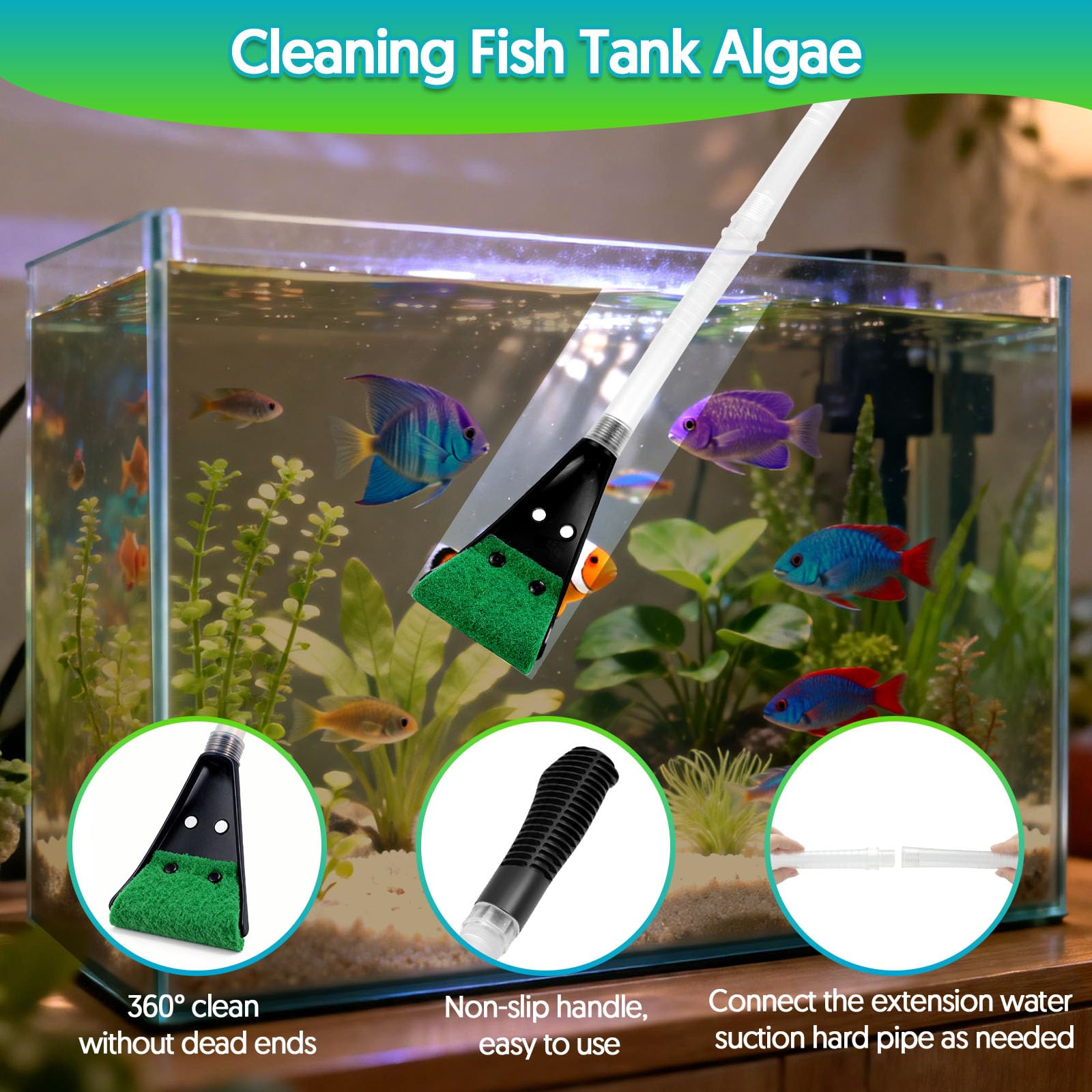 PRSATHM siphon water-change action quickly removes water without electricity.