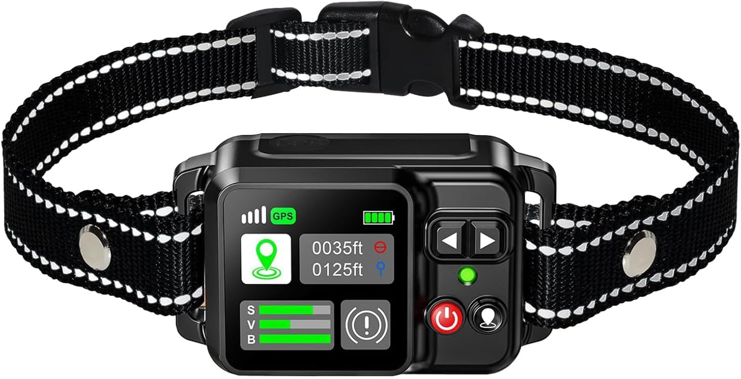 PRTRLFC GPS dog collar shows precise positioning for safe outdoor play.