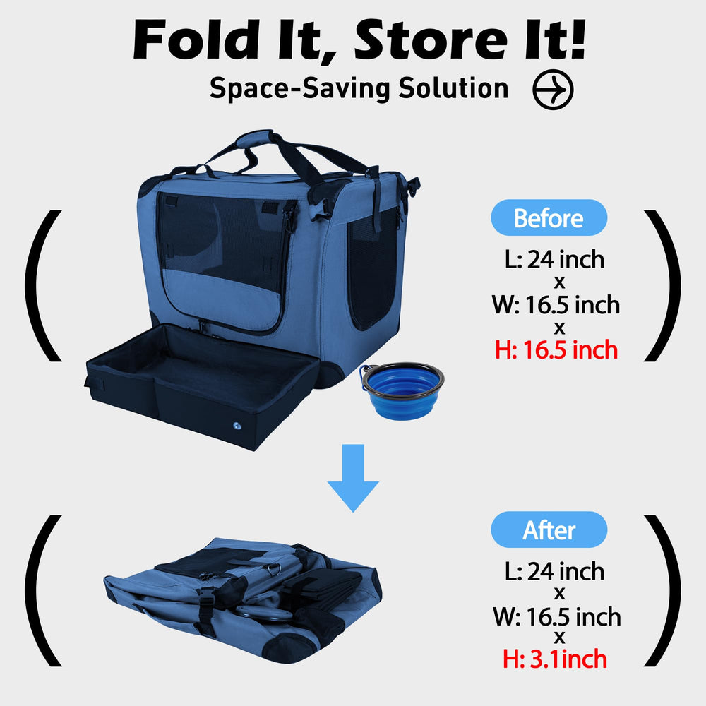 Prutapet large cat carrier with collapsible litter box for on-the-go relief
