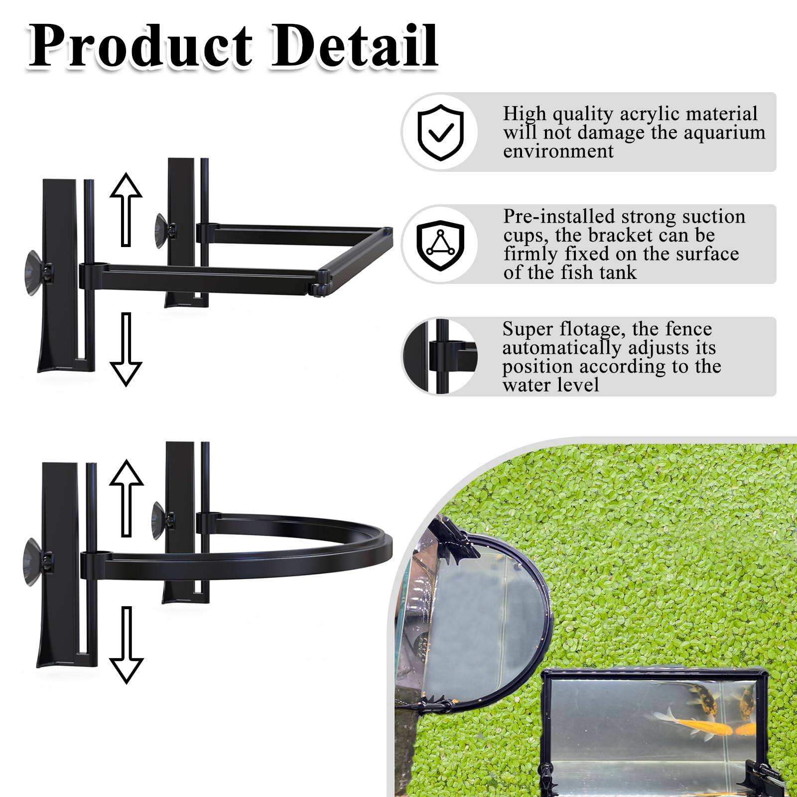 Pryitier floating plant corral side angle demonstrates easy self-adjustment to water level.