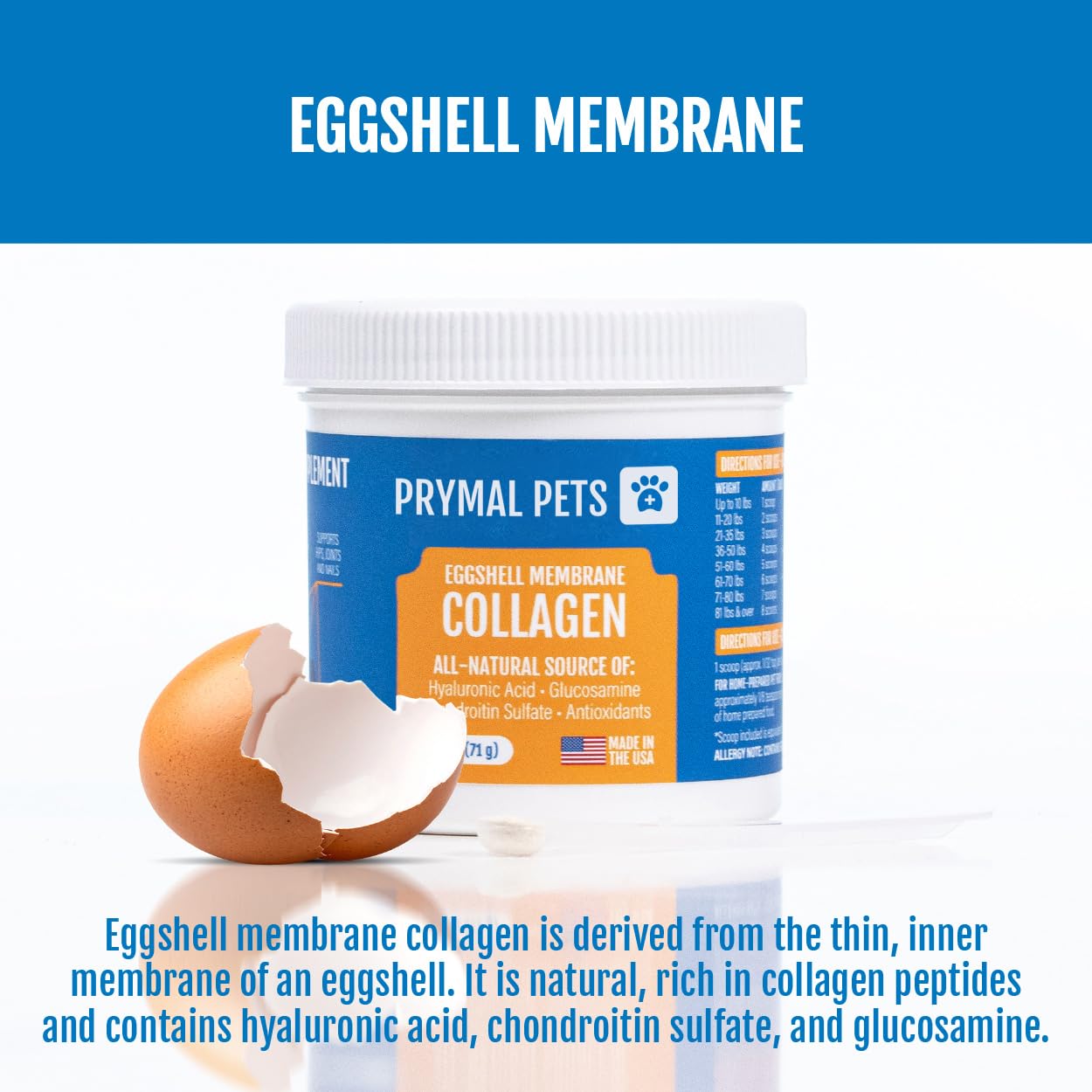 Prymal Pets joint-supporting collagen for aging dogs to help mobility.