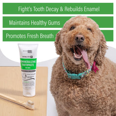 Prymal Pets toothpaste tube close-up shows bacon flavor for dog-friendly brushing.