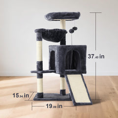 Psicway cat tree reinforced base keeps play steady and safe.
