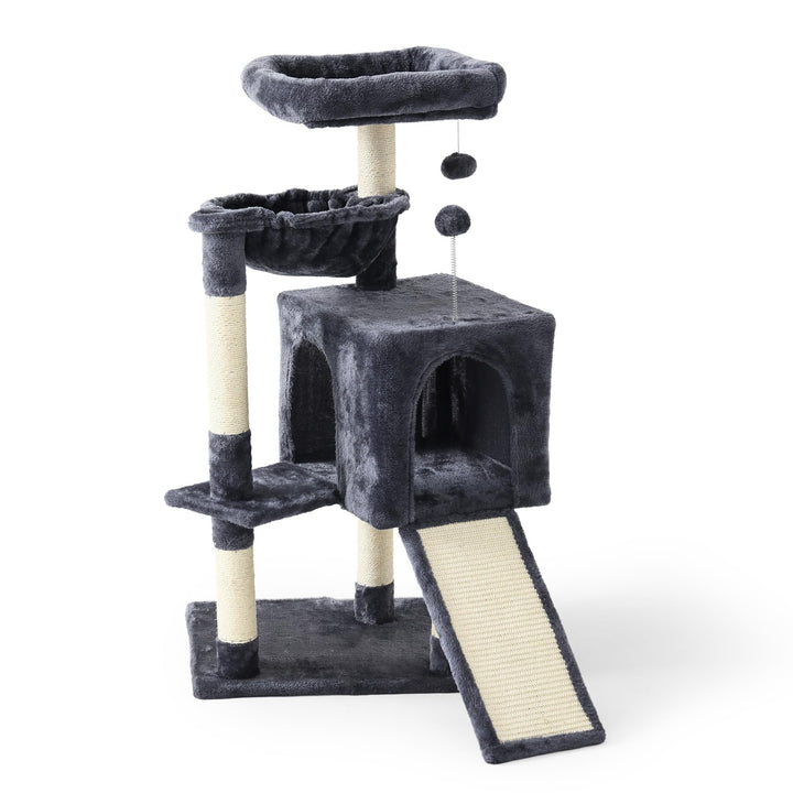Psicway 37-inch cat tree top platform offers a comfy resting spot.
