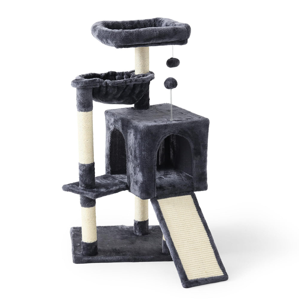 Psicway 37-inch cat tree top platform offers a comfy resting spot.