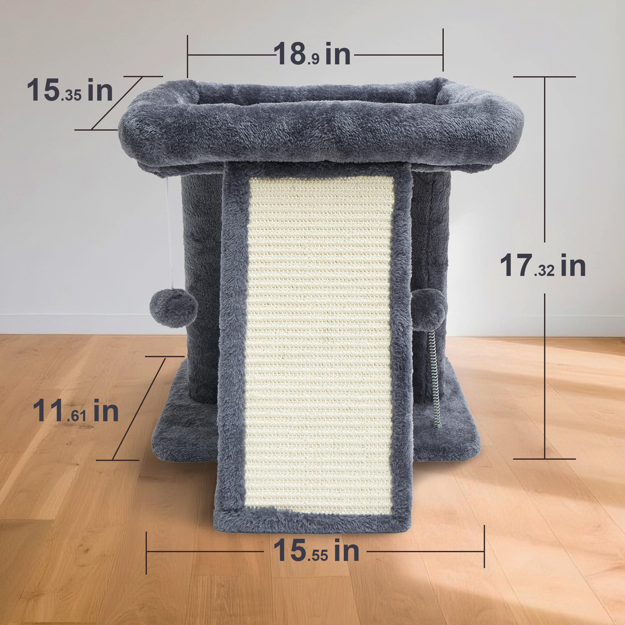 Psicway small cat tree side supports ensure sturdy, wobble-free play.