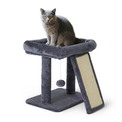 Psicway small cat tree scratching board in natural sisal protects furniture.