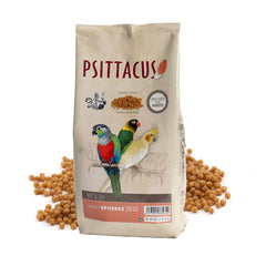 Psittacus microspheres 20/10 pellets in a bowl for enriched chops and salads.