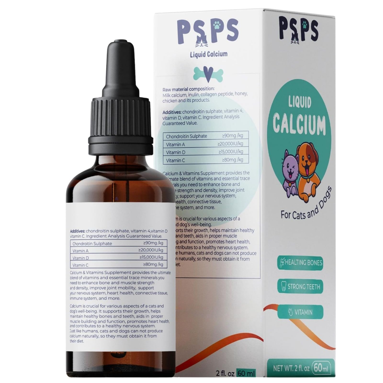 psps Calcium Liquid cap and pour for easy administration