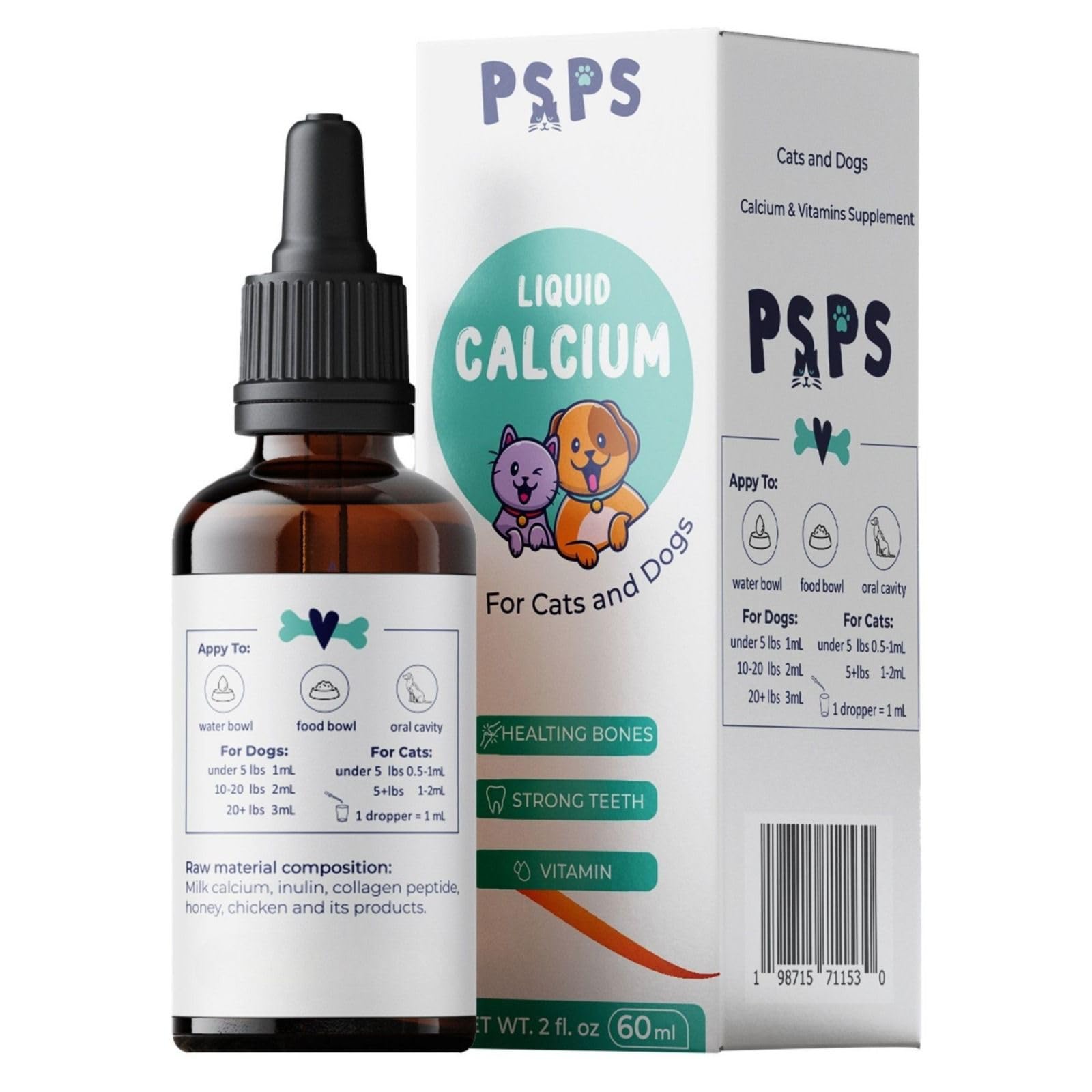 psps Calcium Liquid dropper used for precise, easy dosing