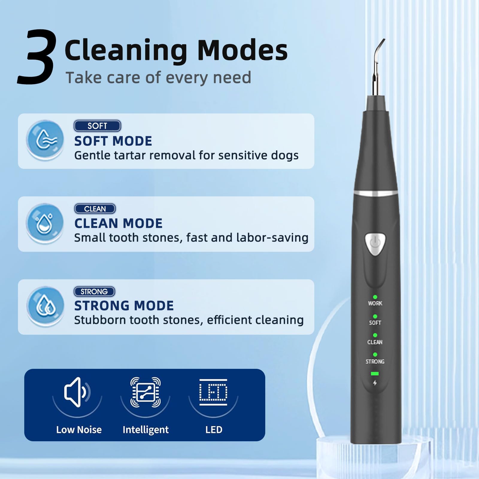 Psytpusa 9-piece ultrasonic kit including heads and tools for thorough pet cleaning