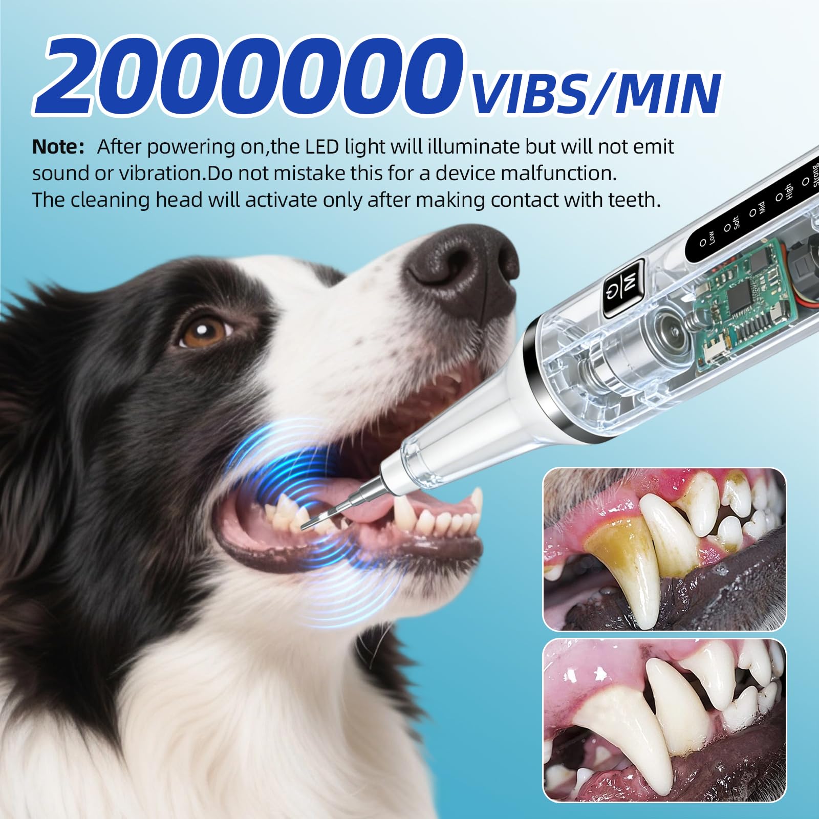 Psytpusa Ultrasonic Pet Plaque Remover seven-brush-heads included for hygienic replacement.