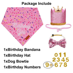 PTDECOR pink dog crowns with numbers highlight the birthday milestone.